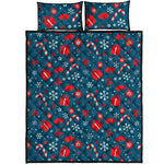 Christmas Holiday Elements Pattern Print Quilt Bed Set