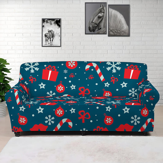 Christmas Holiday Elements Pattern Print Sofa Cover