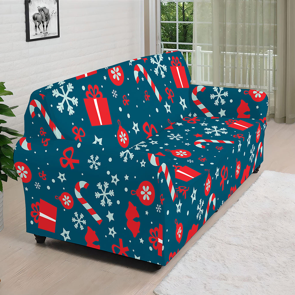 Christmas Holiday Elements Pattern Print Sofa Cover