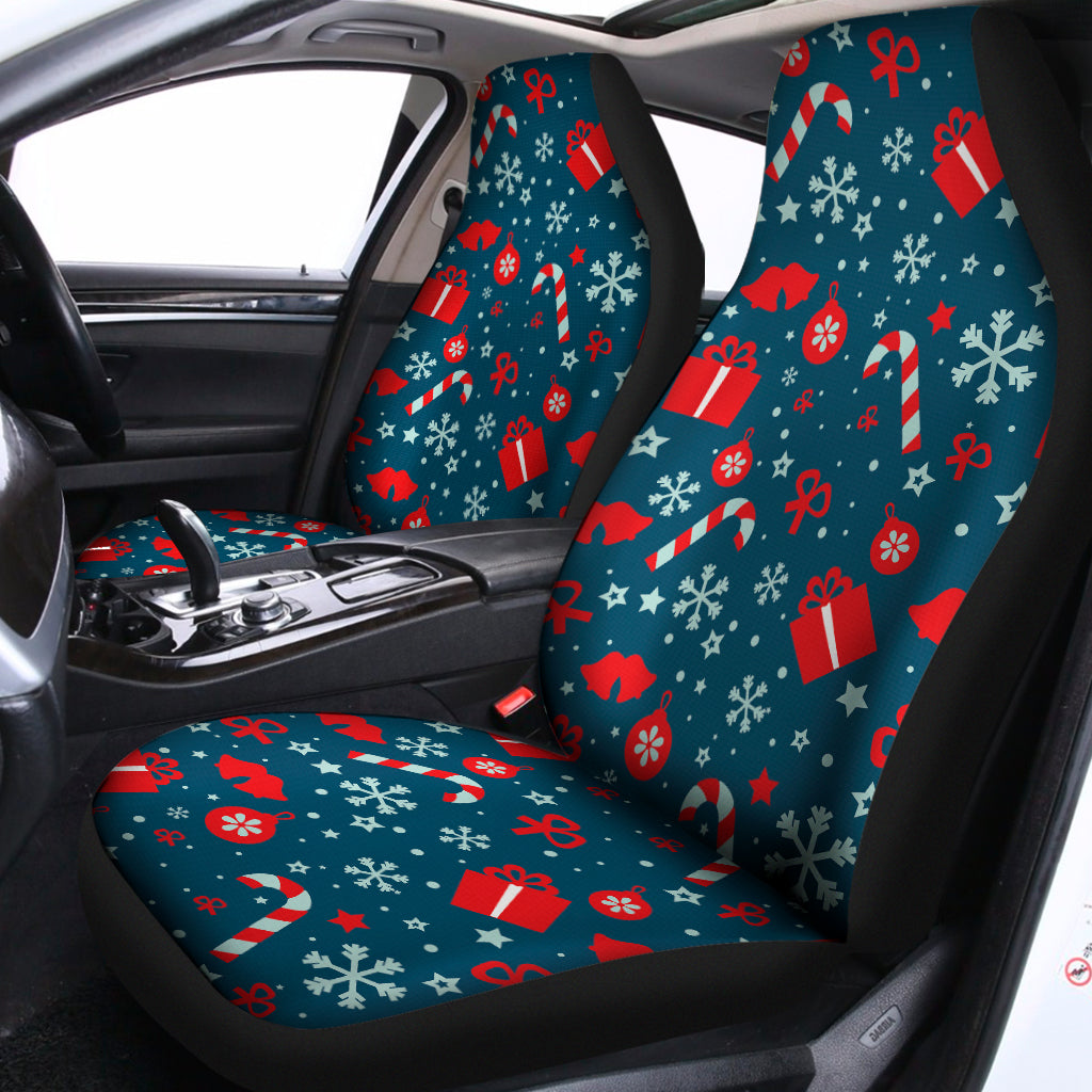 Christmas Holiday Elements Pattern Print Universal Fit Car Seat Covers