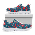 Christmas Holiday Elements Pattern Print White Running Shoes