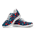 Christmas Holiday Elements Pattern Print White Sneakers