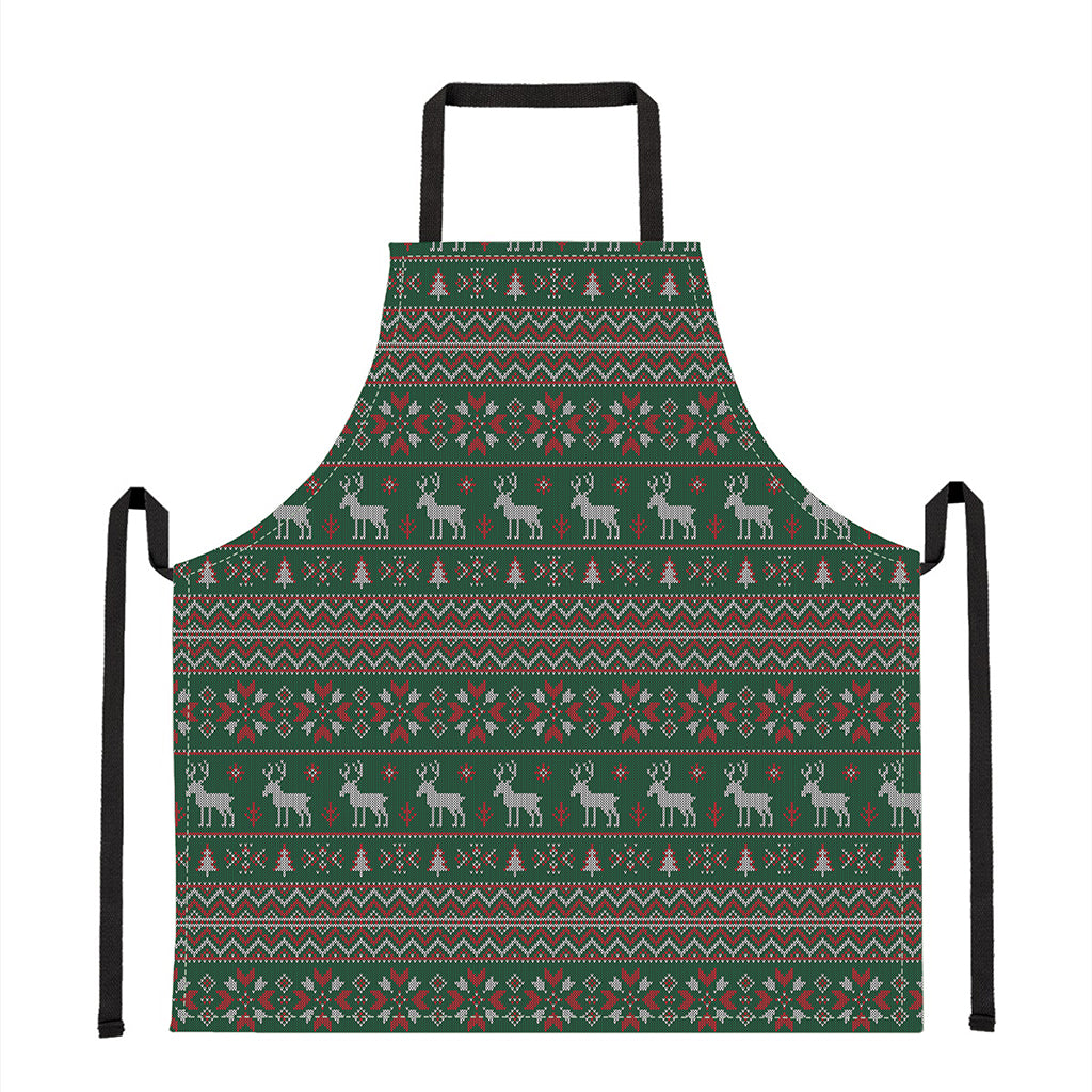 Christmas Holiday Knitted Pattern Print Apron