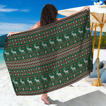 Christmas Holiday Knitted Pattern Print Beach Sarong Wrap