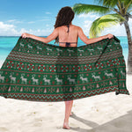 Christmas Holiday Knitted Pattern Print Beach Sarong Wrap
