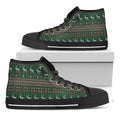 Christmas Holiday Knitted Pattern Print Black High Top Sneakers