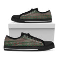 Christmas Holiday Knitted Pattern Print Black Low Top Sneakers