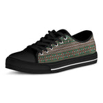Christmas Holiday Knitted Pattern Print Black Low Top Shoes