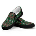 Christmas Holiday Knitted Pattern Print Black Slip On Sneakers