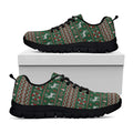 Christmas Holiday Knitted Pattern Print Black Running Shoes