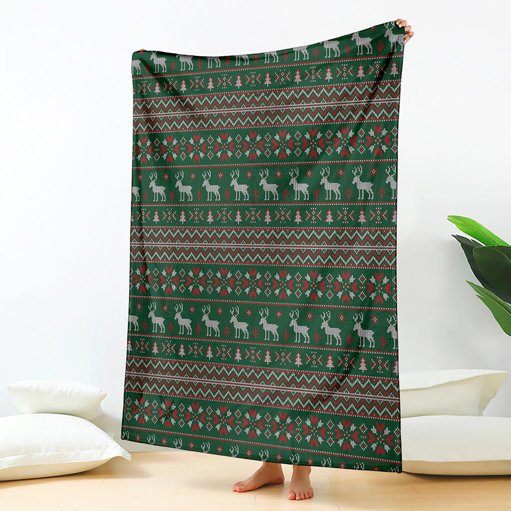 Christmas Holiday Knitted Pattern Print Blanket