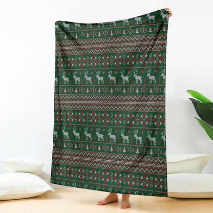 Christmas Holiday Knitted Pattern Print Blanket