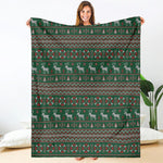 Christmas Holiday Knitted Pattern Print Blanket