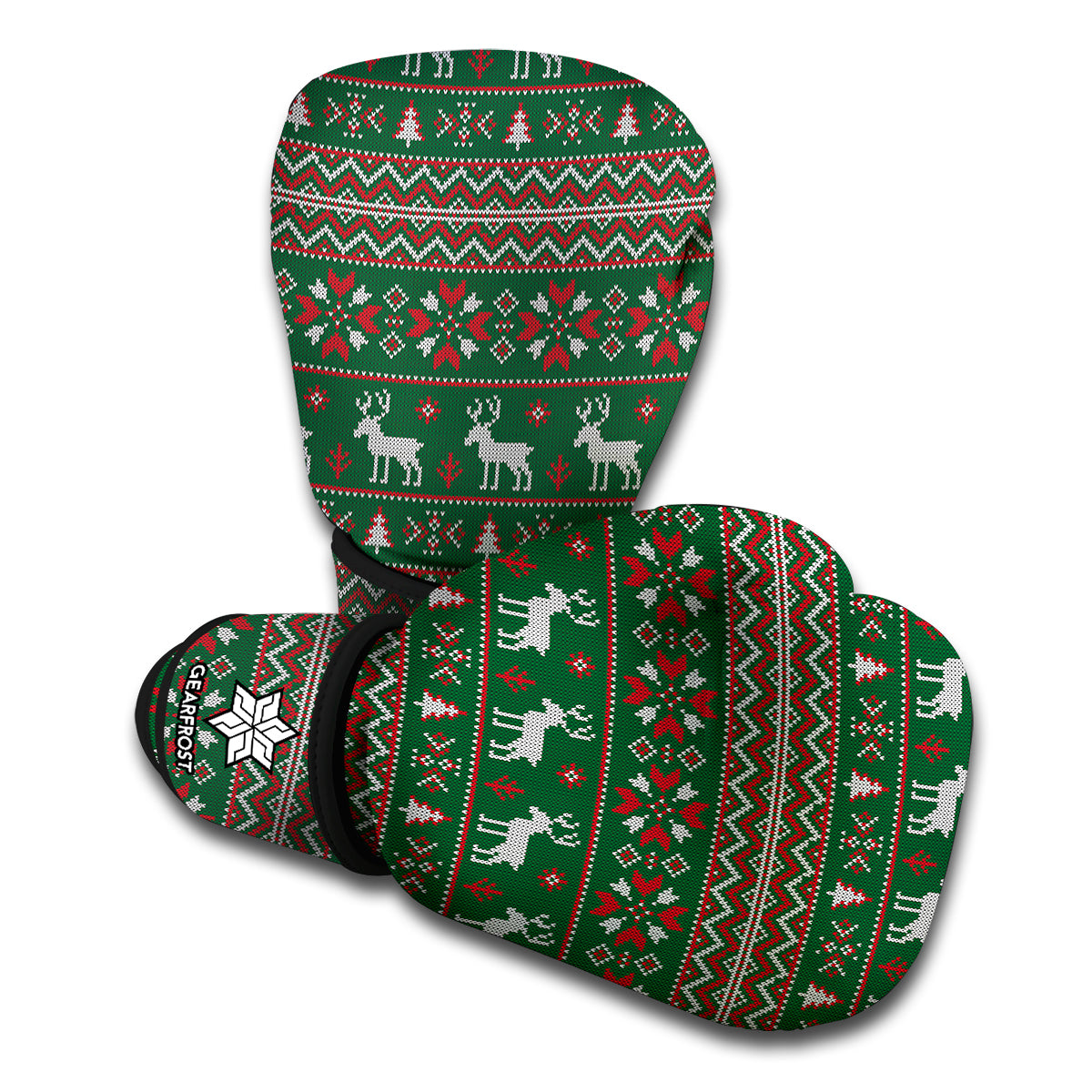 Christmas Holiday Knitted Pattern Print Boxing Gloves