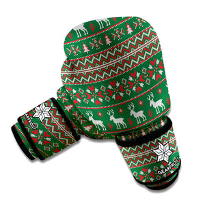 Christmas Holiday Knitted Pattern Print Boxing Gloves