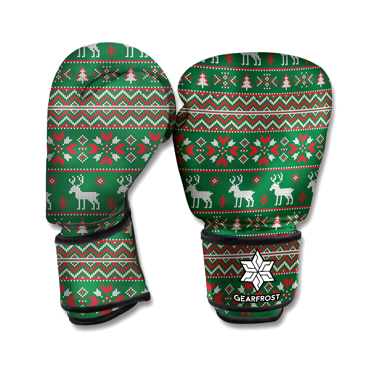 Christmas Holiday Knitted Pattern Print Boxing Gloves