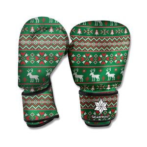 Christmas Holiday Knitted Pattern Print Boxing Gloves