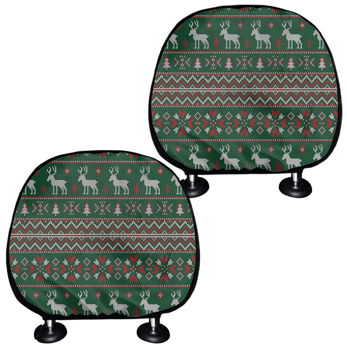 Christmas Holiday Knitted Pattern Print Car Headrest Covers