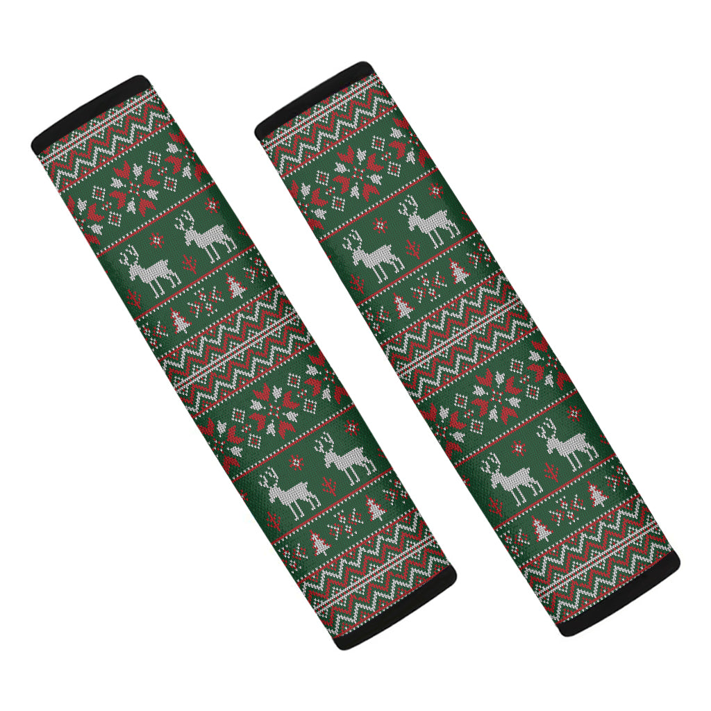 Christmas Holiday Knitted Pattern Print Car Seat Belt Covers