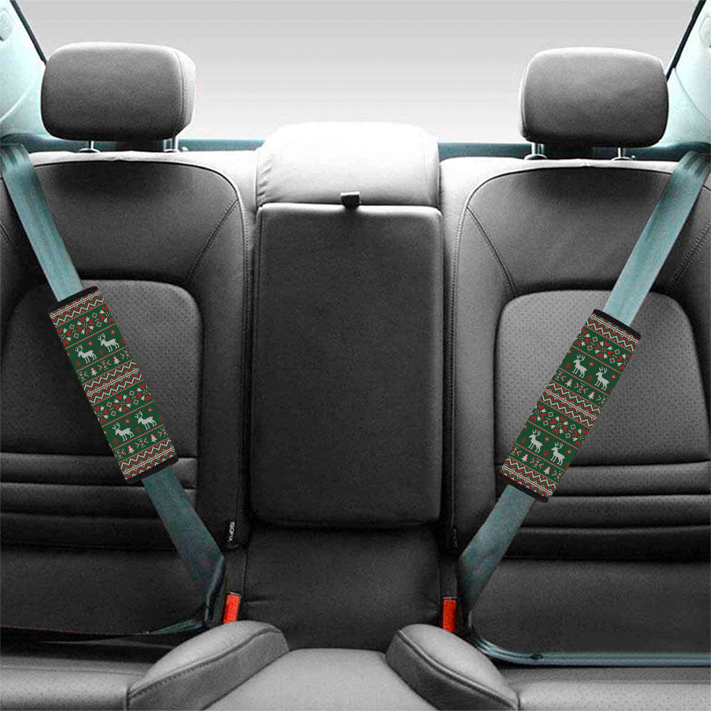 Christmas Holiday Knitted Pattern Print Car Seat Belt Covers
