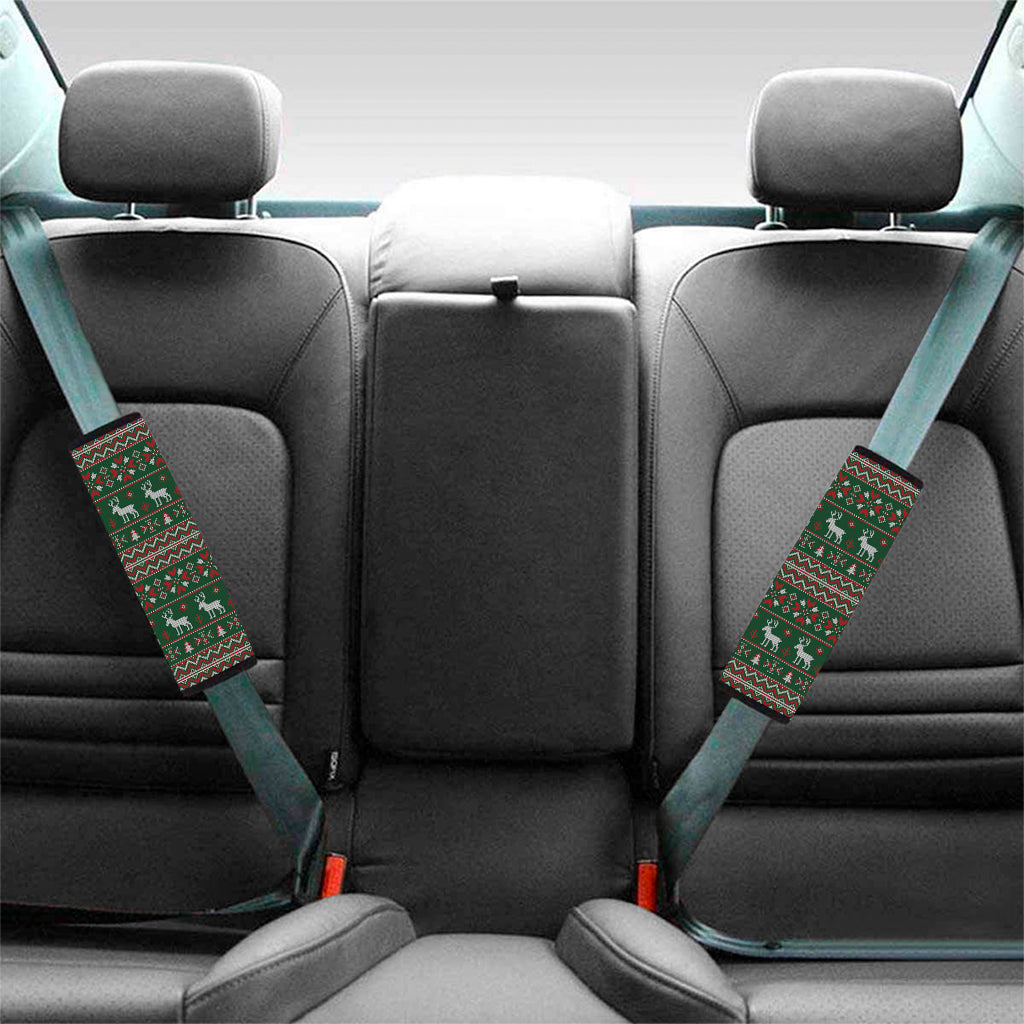 Christmas Holiday Knitted Pattern Print Car Seat Belt Covers