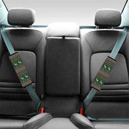 Christmas Holiday Knitted Pattern Print Car Seat Belt Covers