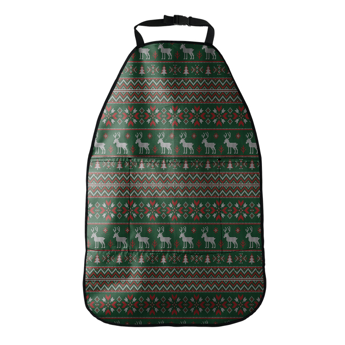 Christmas Holiday Knitted Pattern Print Car Seat Organizers