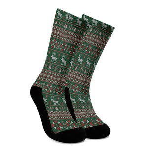 Christmas Holiday Knitted Pattern Print Crew Socks