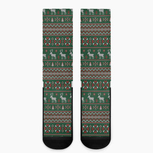 Christmas Holiday Knitted Pattern Print Crew Socks