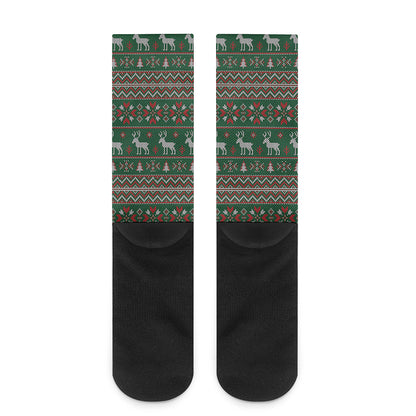 Christmas Holiday Knitted Pattern Print Crew Socks