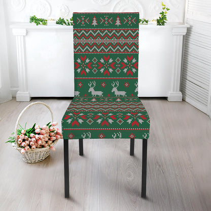 Christmas Holiday Knitted Pattern Print Dining Chair Slipcover