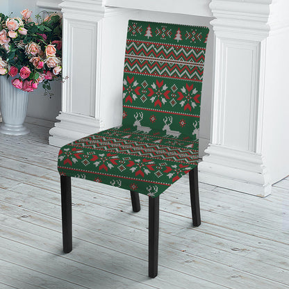 Christmas Holiday Knitted Pattern Print Dining Chair Slipcover