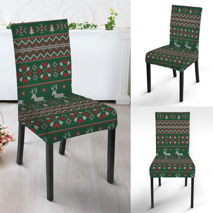Christmas Holiday Knitted Pattern Print Dining Chair Slipcover