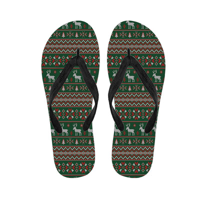 Christmas Holiday Knitted Pattern Print Flip Flops