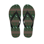 Christmas Holiday Knitted Pattern Print Flip Flops