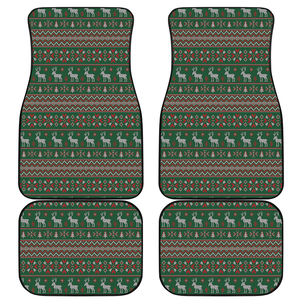 Christmas Holiday Knitted Pattern Print Front and Back Car Floor Mats