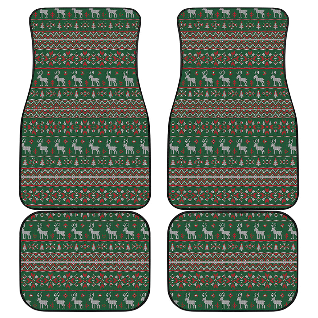 Christmas Holiday Knitted Pattern Print Front and Back Car Floor Mats