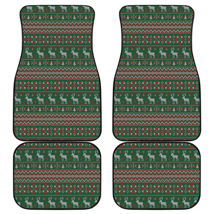 Christmas Holiday Knitted Pattern Print Front and Back Car Floor Mats