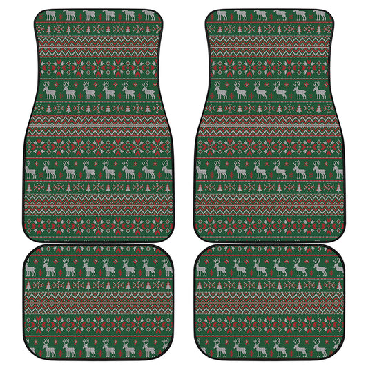 Christmas Holiday Knitted Pattern Print Front and Back Car Floor Mats