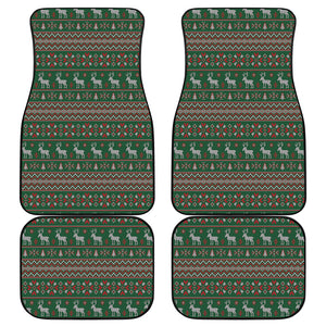 Christmas Holiday Knitted Pattern Print Front and Back Car Floor Mats