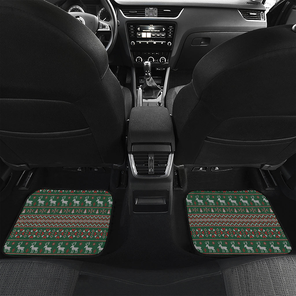 Christmas Holiday Knitted Pattern Print Front and Back Car Floor Mats