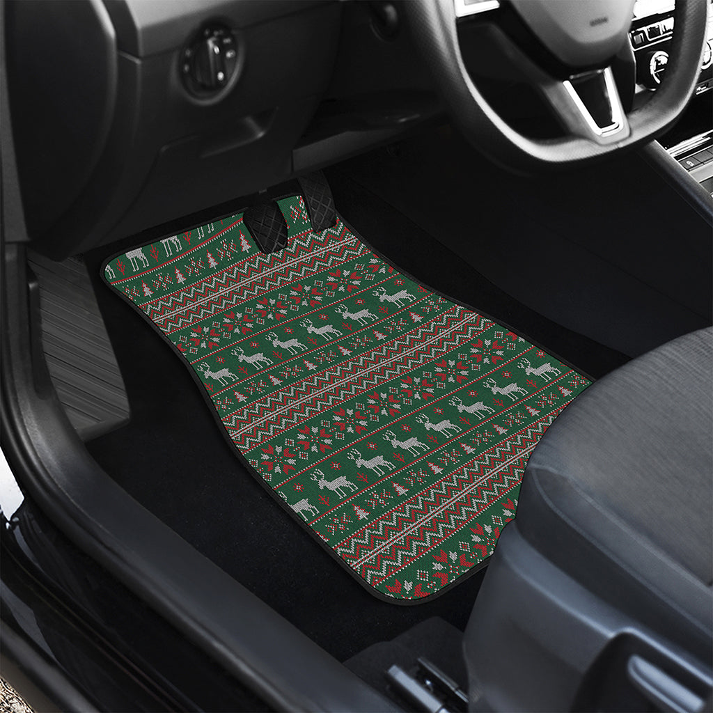 Christmas Holiday Knitted Pattern Print Front and Back Car Floor Mats