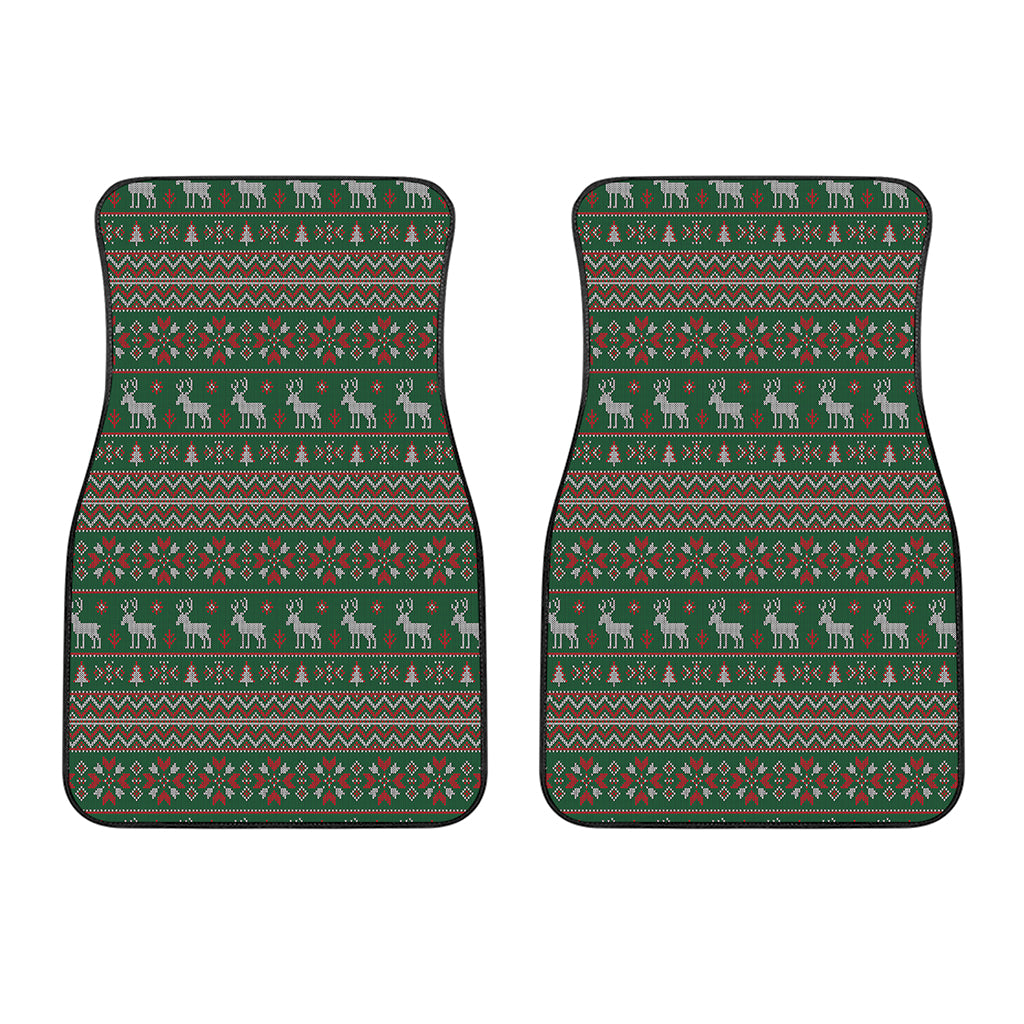 Christmas Holiday Knitted Pattern Print Front Car Floor Mats