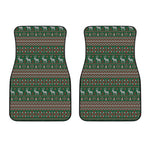 Christmas Holiday Knitted Pattern Print Front Car Floor Mats