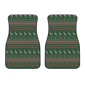 Christmas Holiday Knitted Pattern Print Front Car Floor Mats