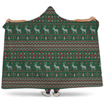 Christmas Holiday Knitted Pattern Print Hooded Blanket