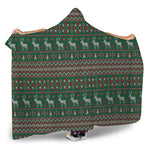 Christmas Holiday Knitted Pattern Print Hooded Blanket
