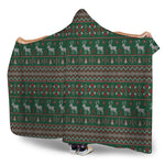 Christmas Holiday Knitted Pattern Print Hooded Blanket