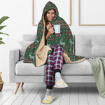 Christmas Holiday Knitted Pattern Print Hooded Blanket