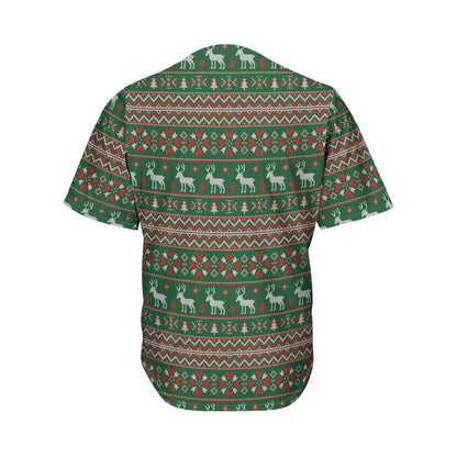 Christmas Holiday Knitted Pattern Print Men's Baseball Jersey